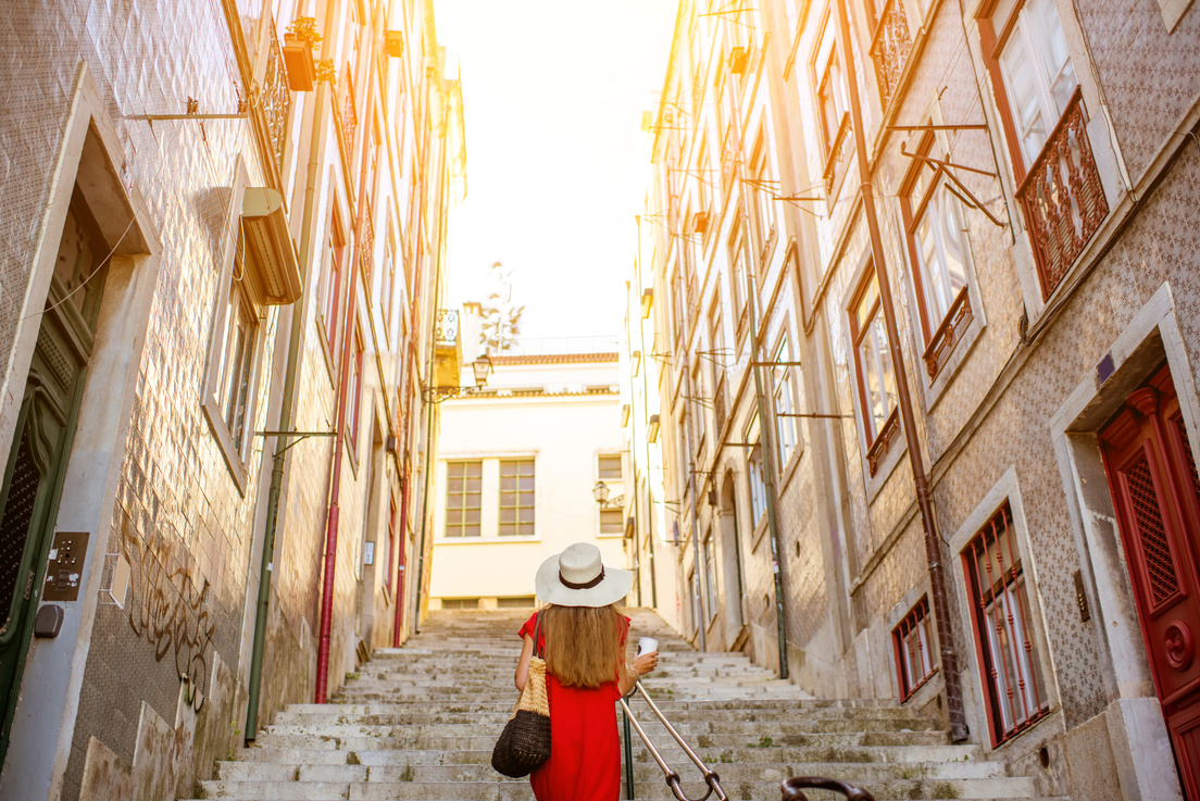 Woman Traveling in Lisbon, Portugal
