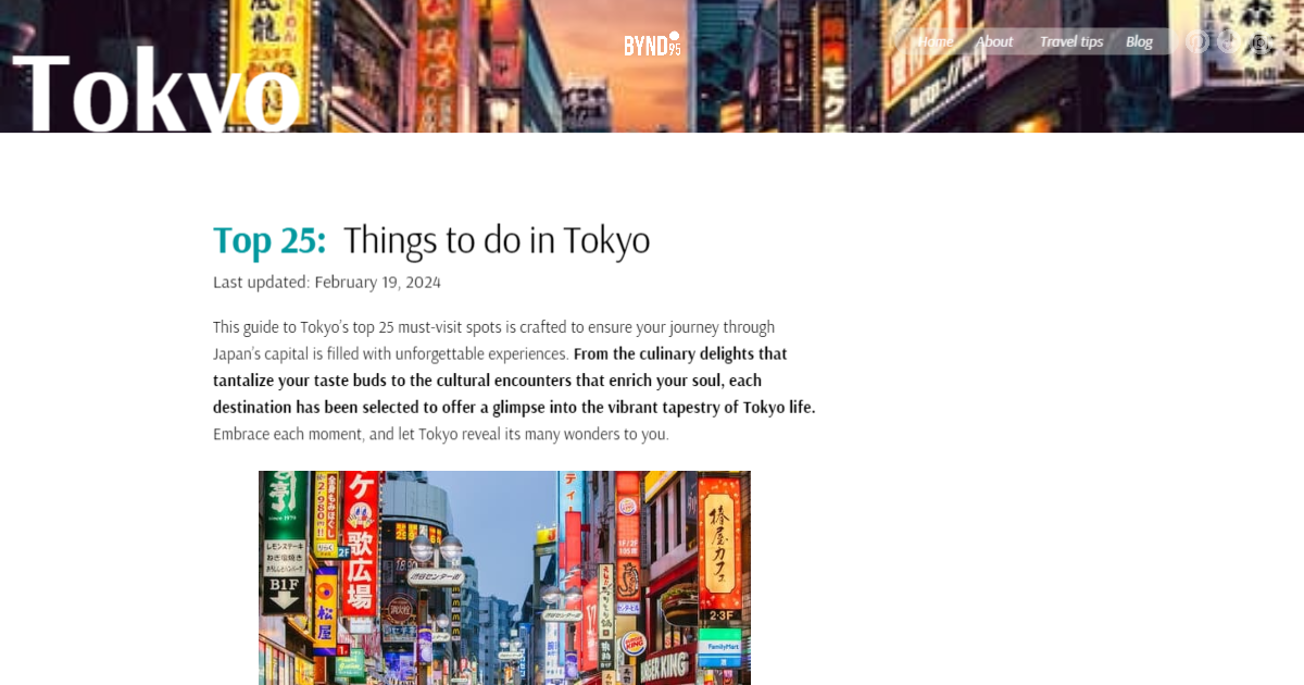 TOP THINGS TO DO IN TOKYO intelligence overview